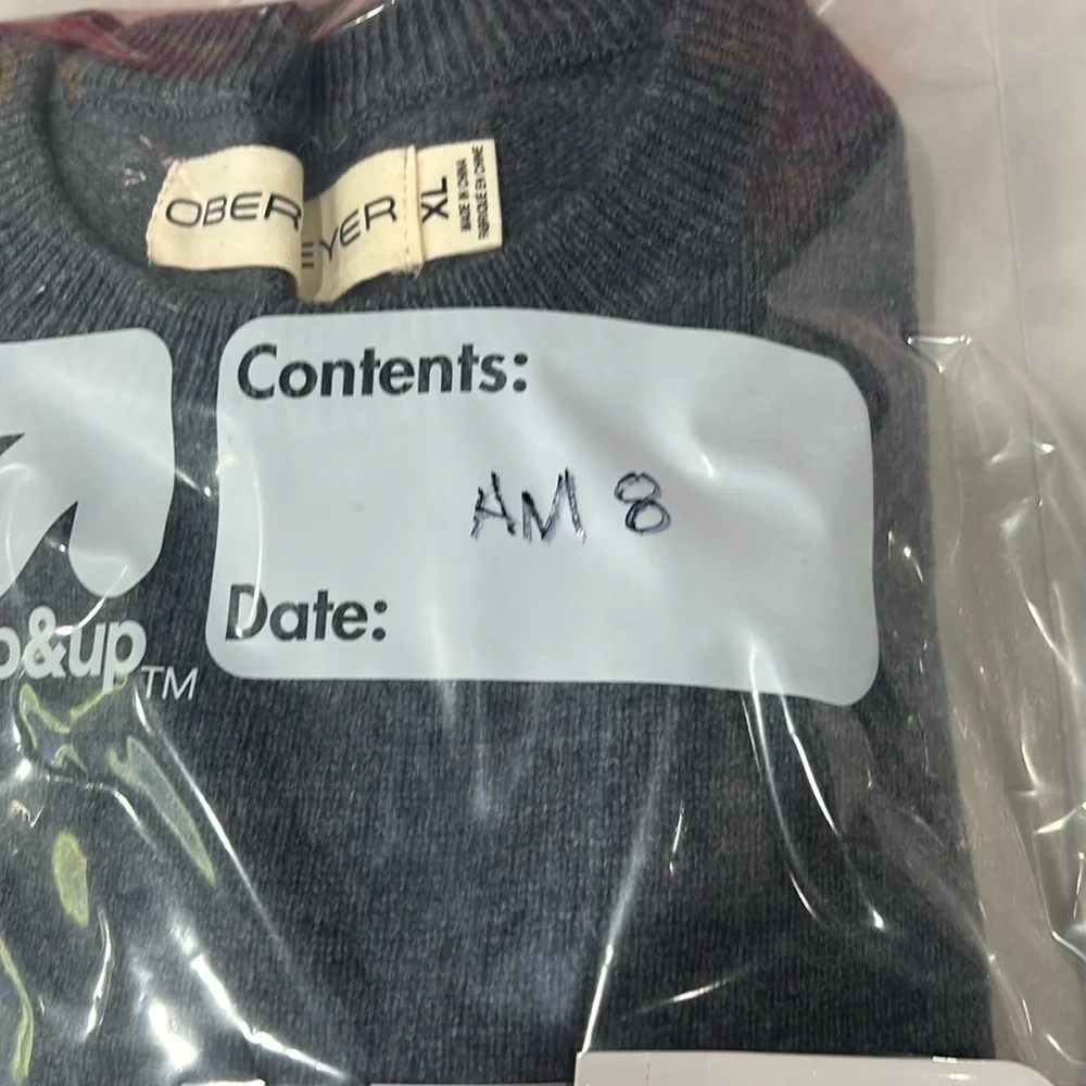 Obermeyer Men's XL Reggie Crewneck Sweater Knightly Grey Blue NWT Merino Wool